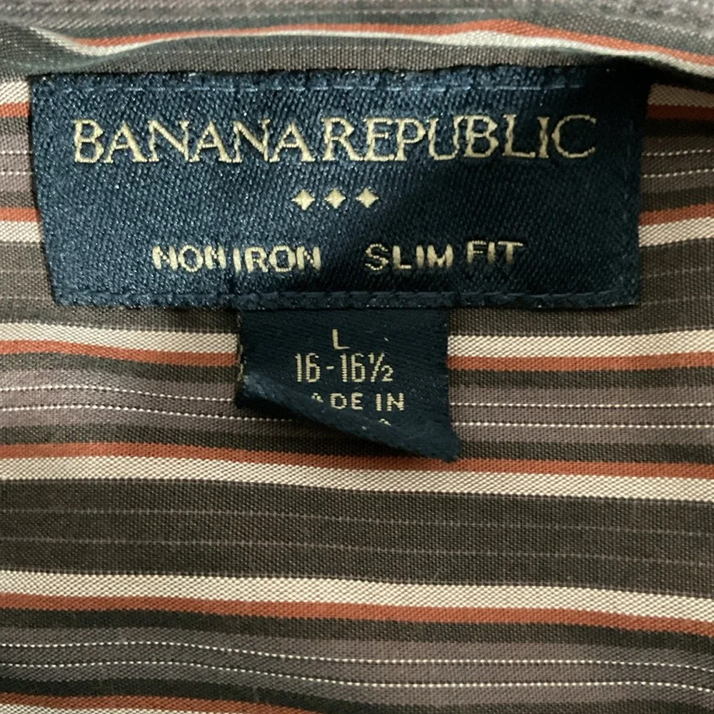 BANANA REPUBLIC Shirt Mens Large Button Up Non Iron Tailored Slim‎ Fit. K23